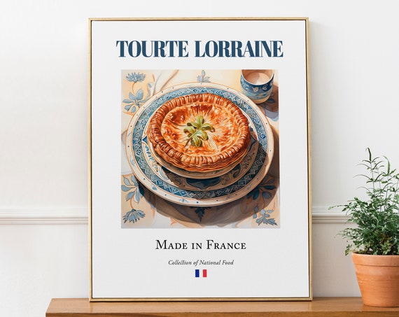 Tourte Lorraine on Maiolica Tile Plate, French Food Art Print