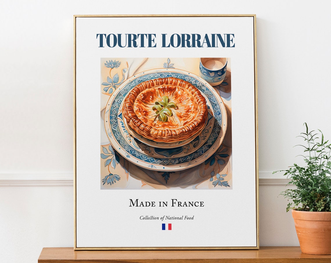 Tourte Lorraine on Maiolica Tile Plate, French Food Art Print