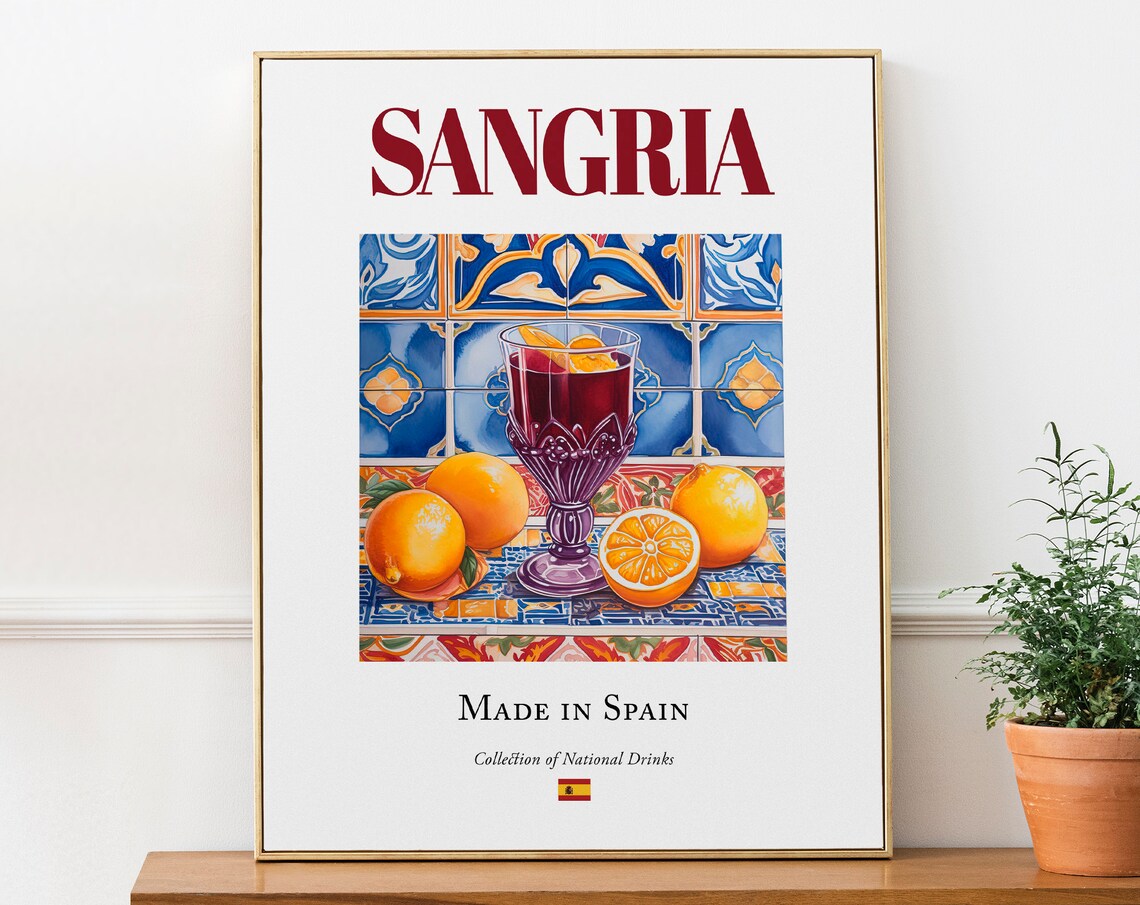 Sangria On Maiolica Tile, Spanish Beverage Poster Print