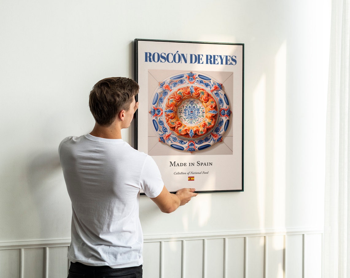 Roscón de Reyes on Maiolica Tile Plate, Spanish Food Art Print - Image 3