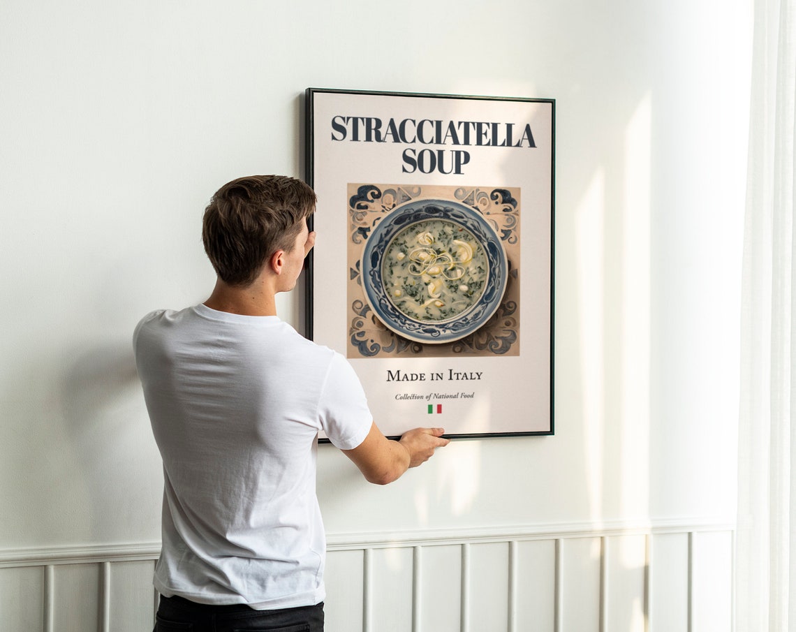 Stracciatella Soup on Maiolica Tile Plate Art Print - Image 4