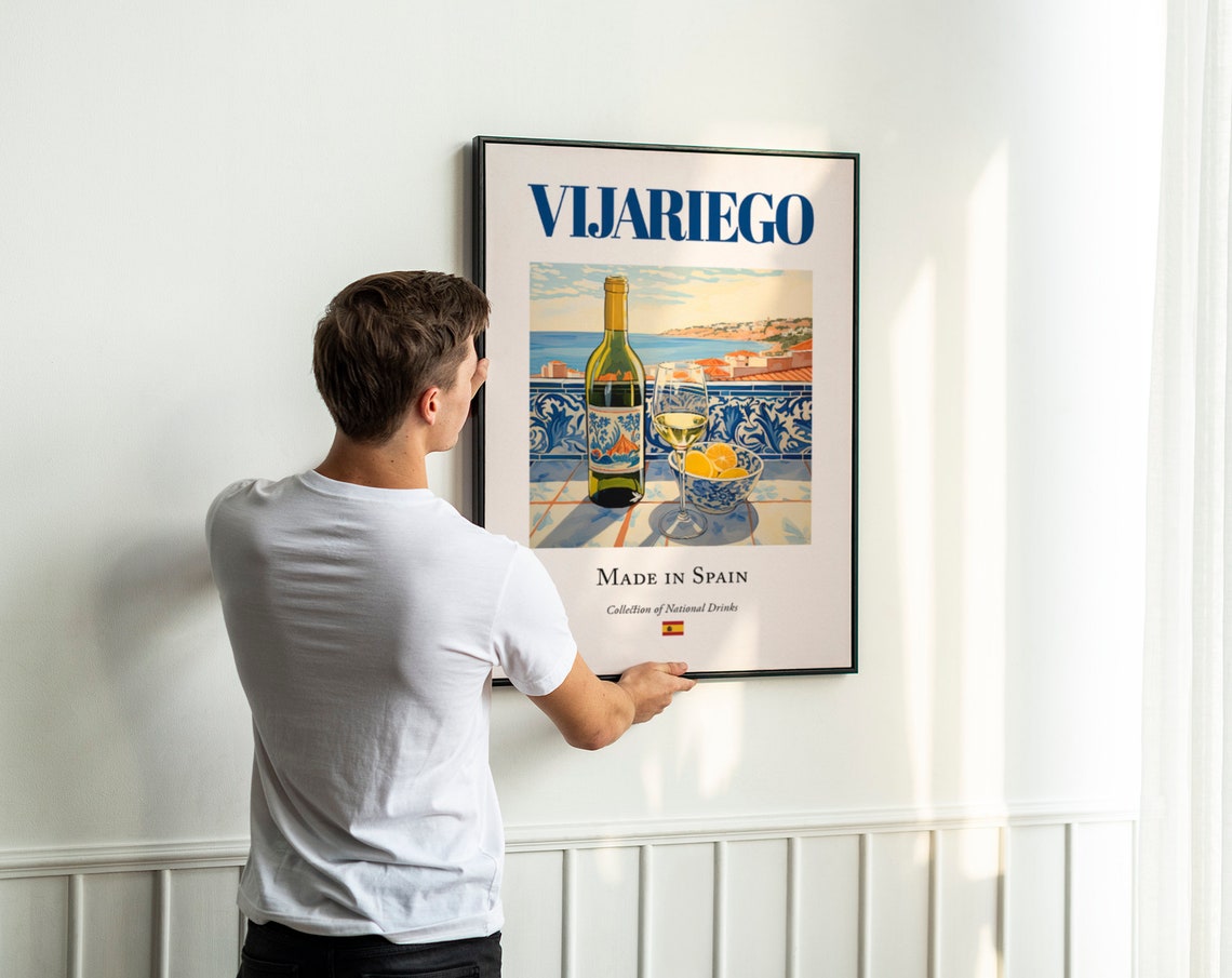 Vijariego Wine on Maiolica Tile, Traditional Poster Print - Image 3