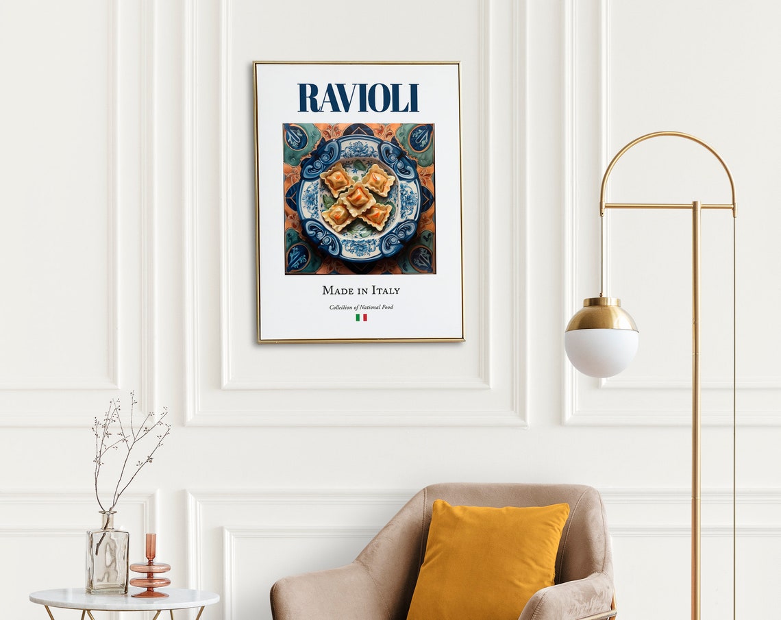 Ravioli on Maiolica Tile Plate, Italian Food Art Print - Image 2