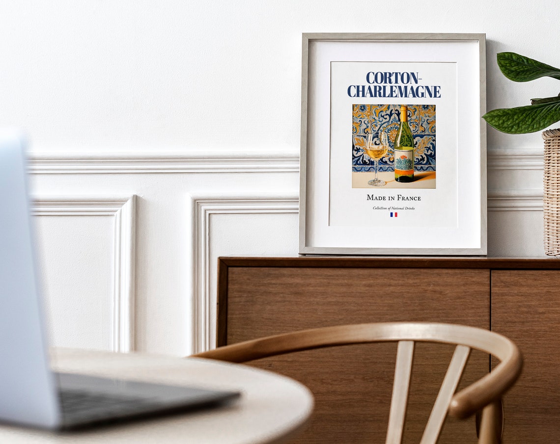 Corton-Charlemagne Maiolica Tile Drink Art Print - Image 4