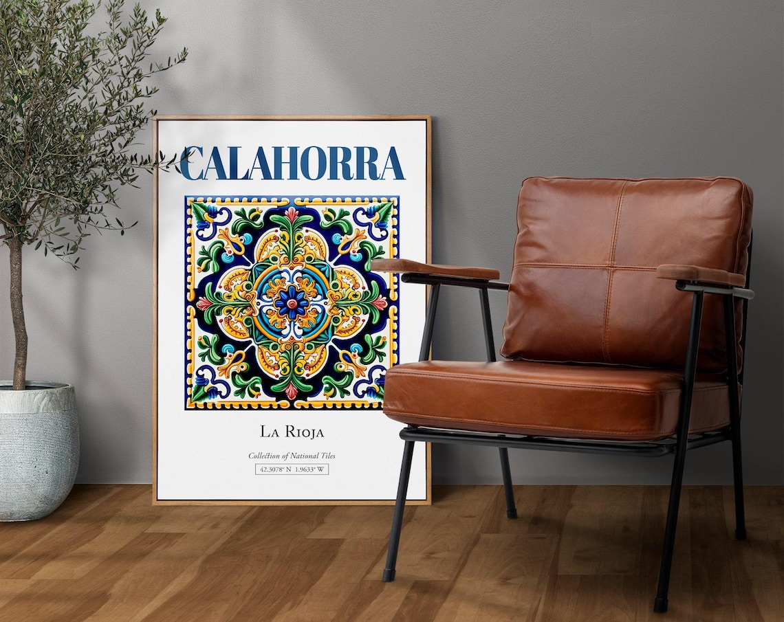 Calahorra La Rioja Spain Folk Tile Travel Poster