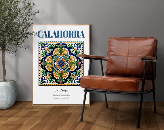Calahorra La Rioja Spain Folk Tile Travel Poster