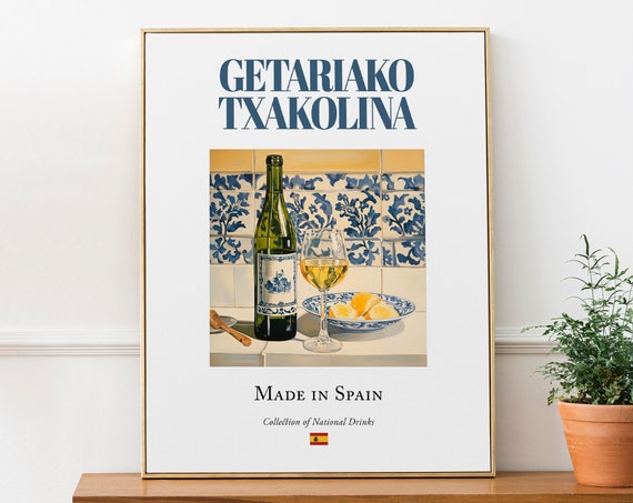 Getariako Txakolina On Maiolica Tile, Poster Print