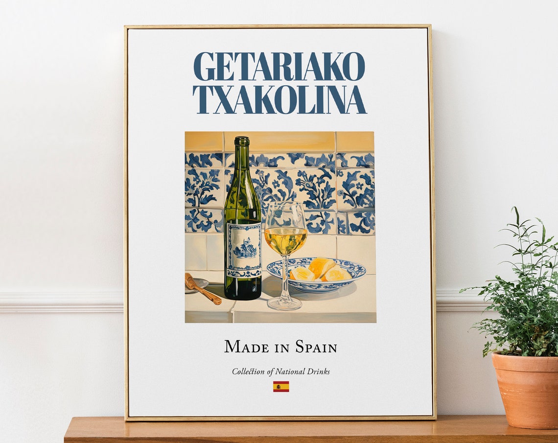 Getariako Txakolina On Maiolica Tile, Poster Print