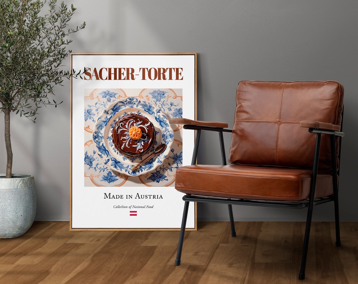 Sacher Torte on Maiolica Tile Plate, Austrian Food Art Print - Image 4