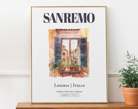 Sanremo Liguria Italia Watercolor Travel Poster