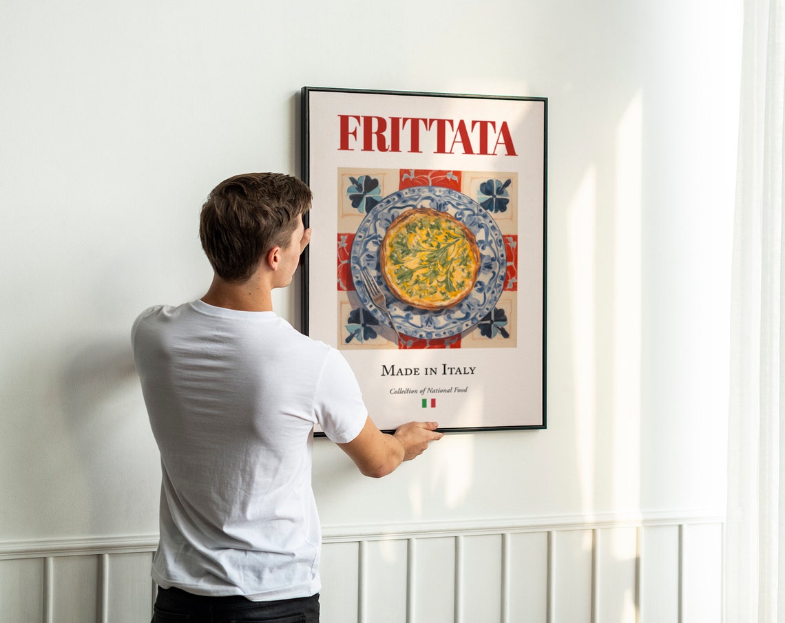 Frittata on Maiolica Tile Plate, Italian Food Poster - Image 3