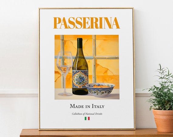 Passerina Wine on Maiolica Tile, Italian Beverage Art Print