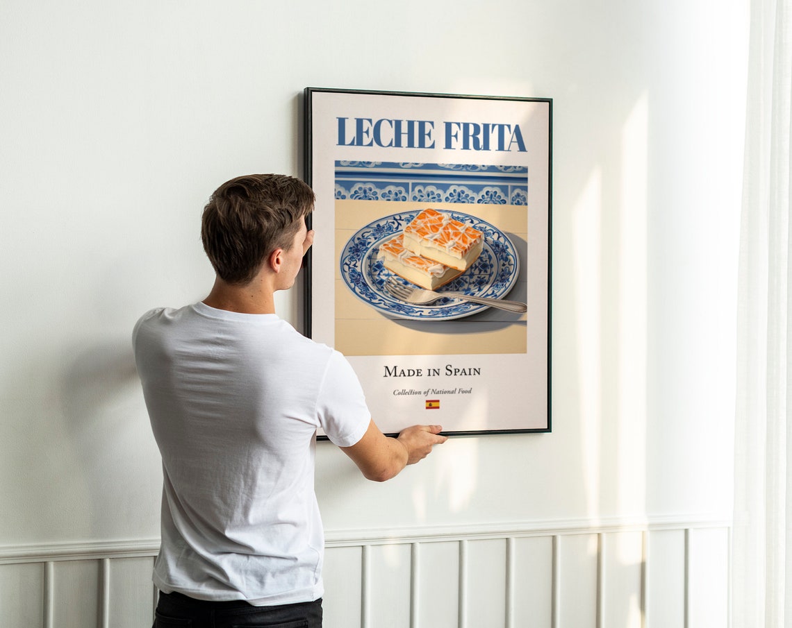 Leche Frita on Maiolica Tile Plate, Food Poster - Image 3