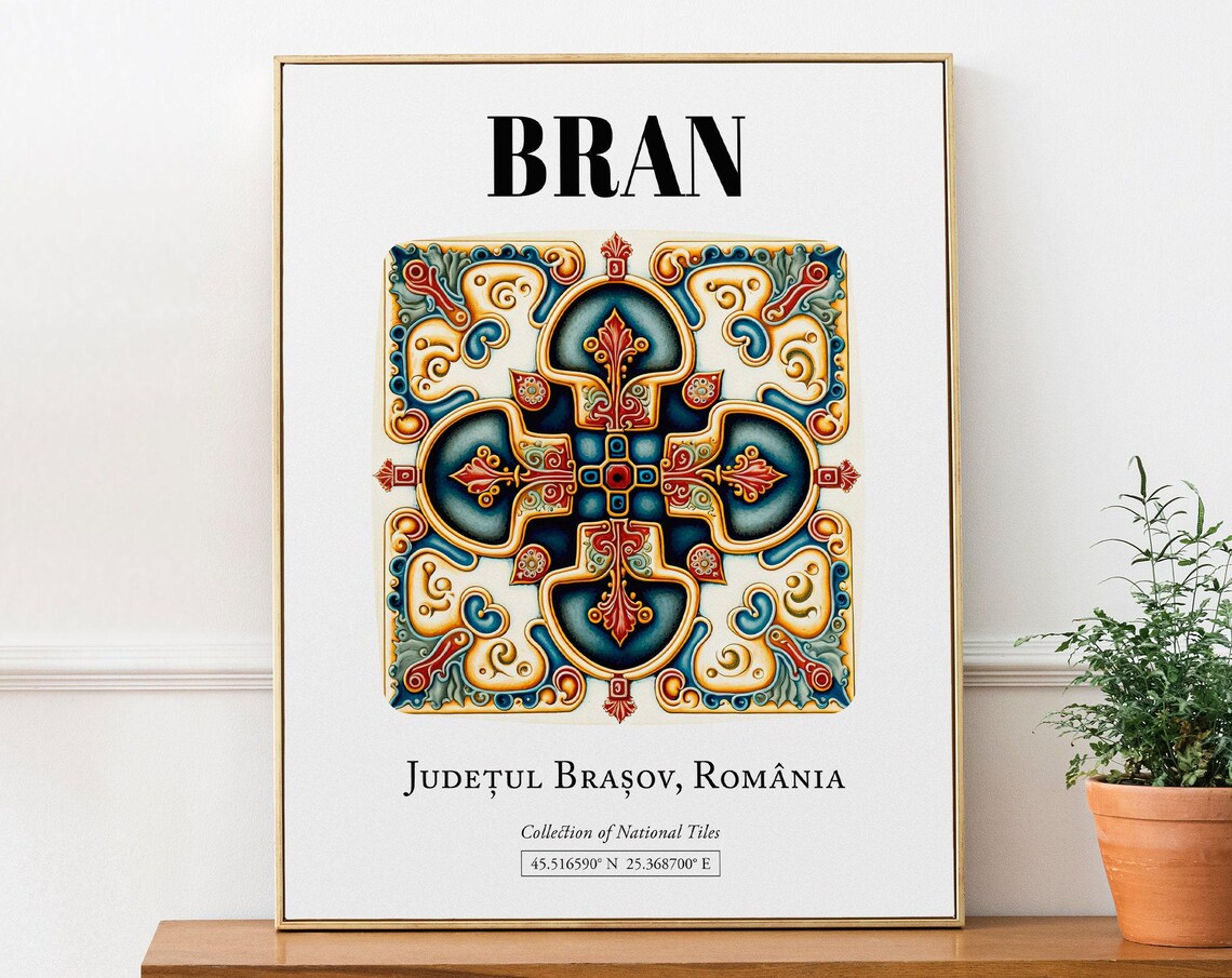 Bran Romania Traditional Tile Pattern Art Print
