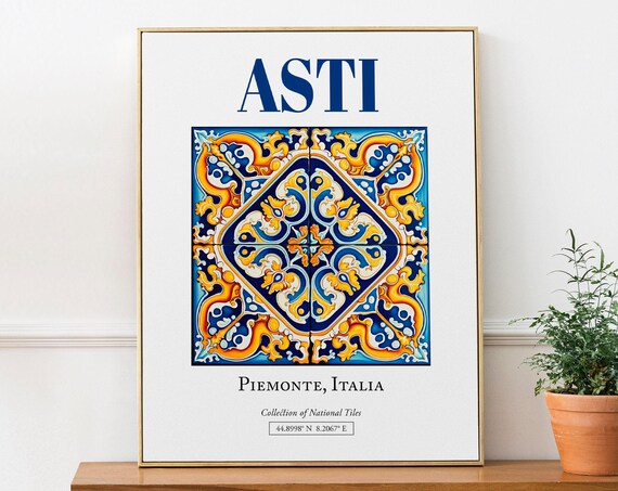 Asti Piemonte Italy Folk Maiolica Tile Art Print