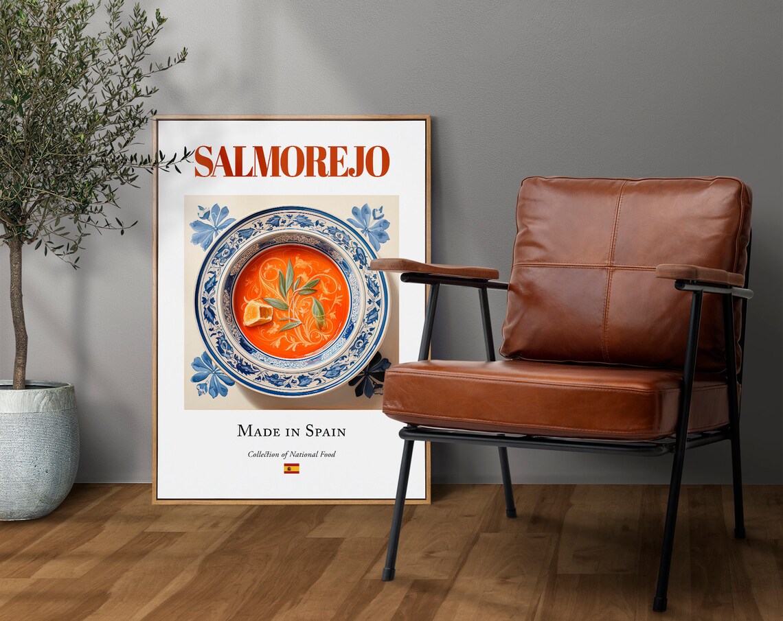 Salmorejo on Maiolica Tile Plate, Spanish Food Poster - Image 4