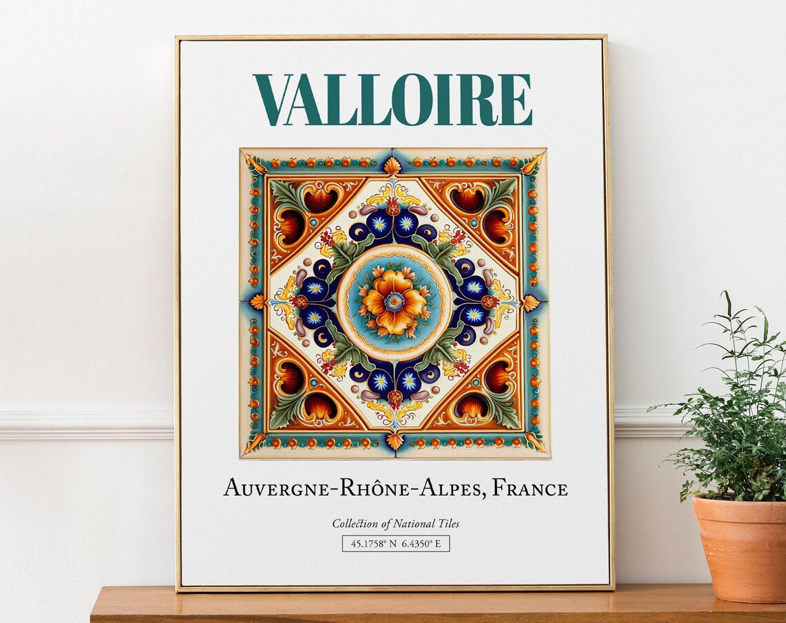 Valloire Auvergne-Rh f4ne-Alpes France Folk Tile Travel Poster
