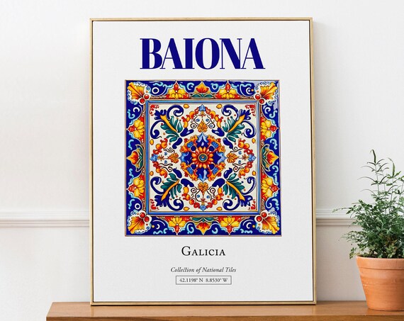 Baiona Galicia Spain Traditional Tile Travel Poster