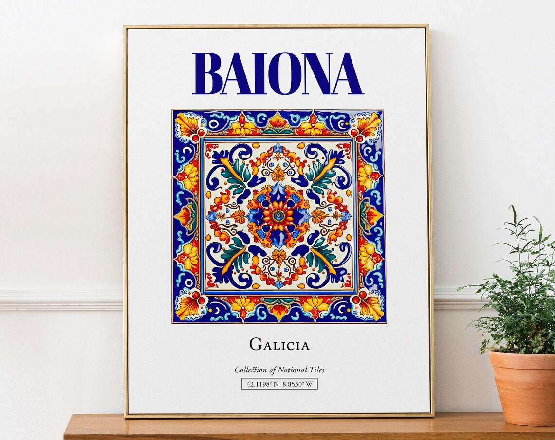 Baiona Galicia Spain Traditional Tile Travel Poster