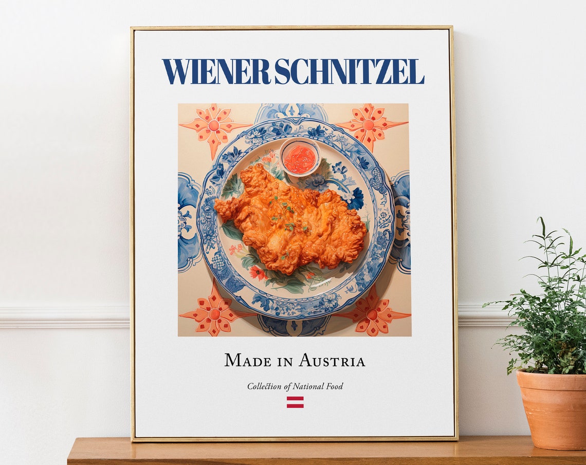 Wiener Schnitzel on Maiolica Tile Plate Art Print, Austrian