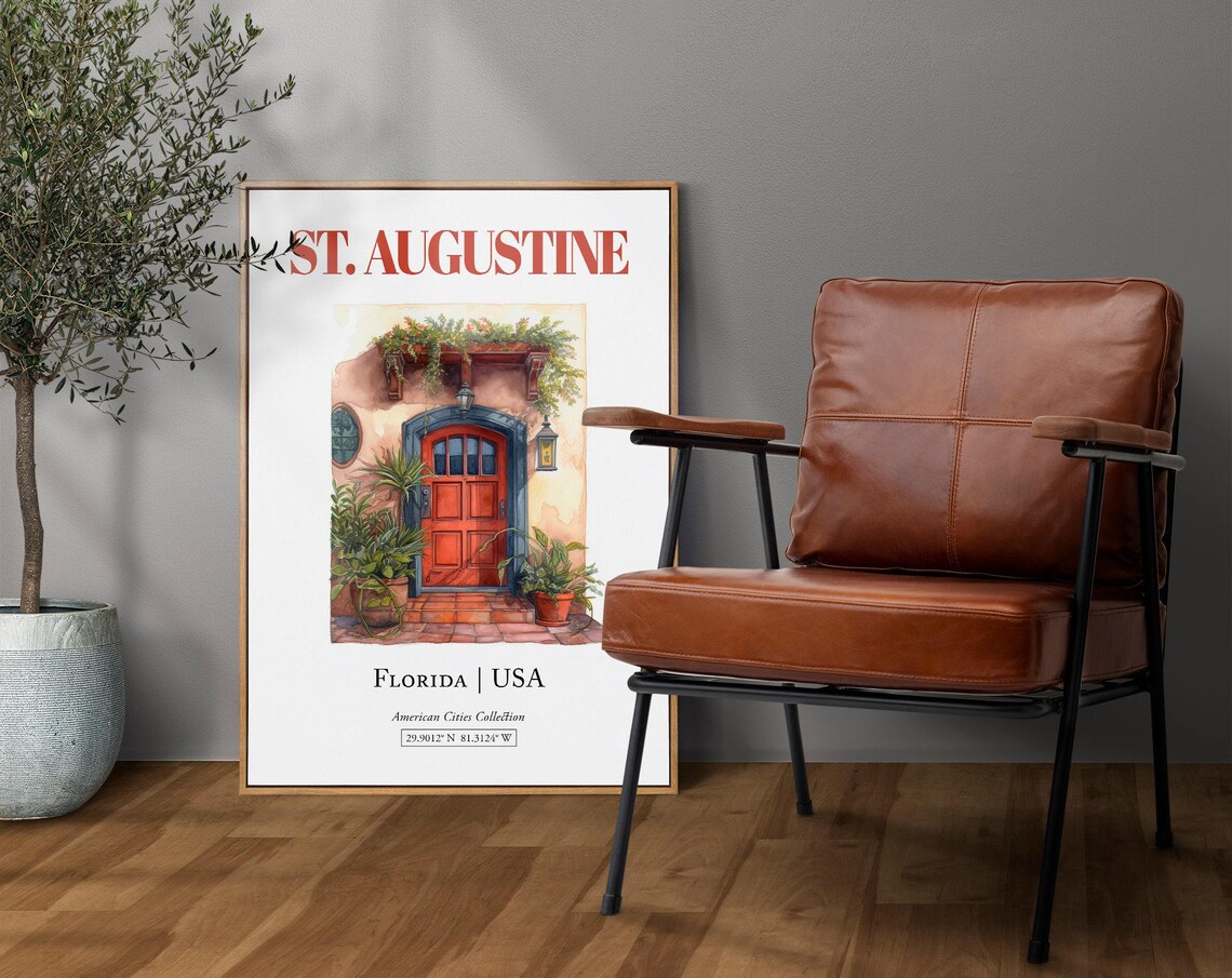 St Augustine Florida Minimalist Watercolor Travel Poster