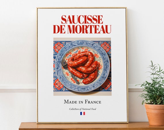 Saucisse De Morteau Maiolica Tile Plate Art Print