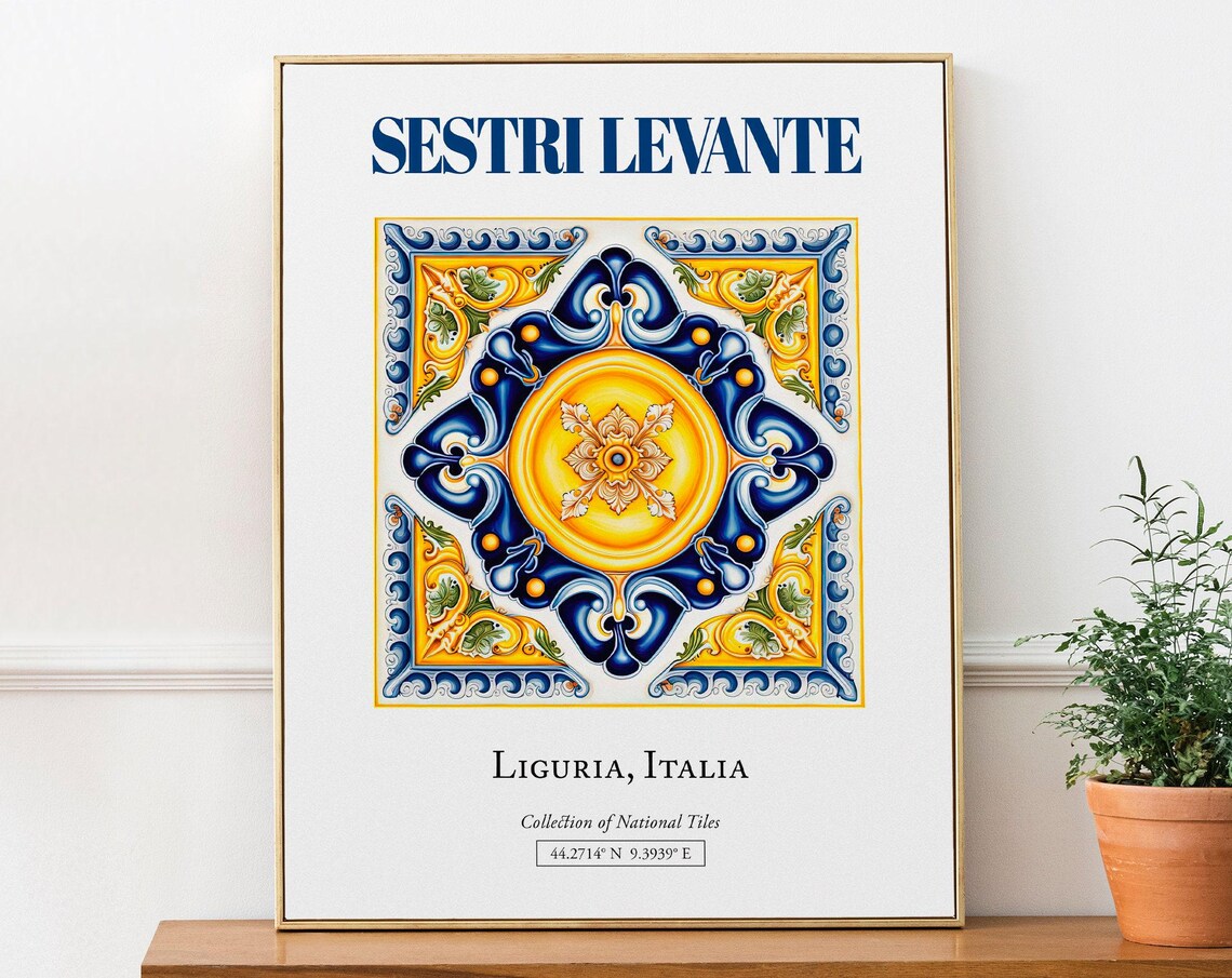 Sestri Liguria Italy Folk Maiolica Tile Art Print