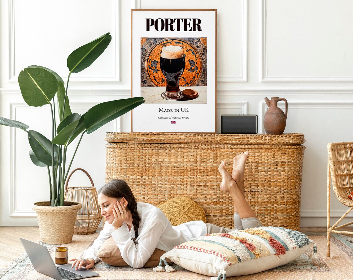 Porter On Maiolica Tile Beverage Poster, Kitchen Decor - Image 3