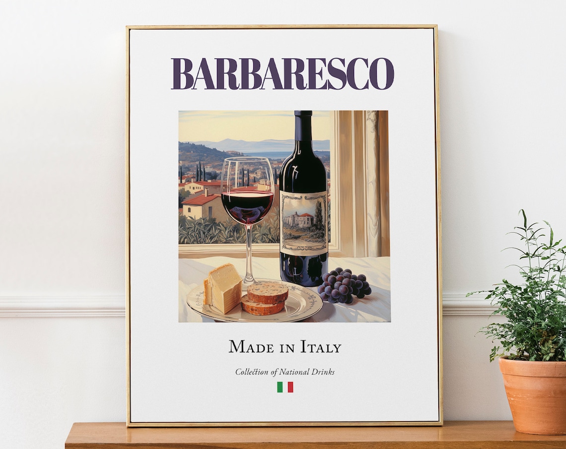 Barbaresco On Maiolica Tile, Italian Beverage Poster