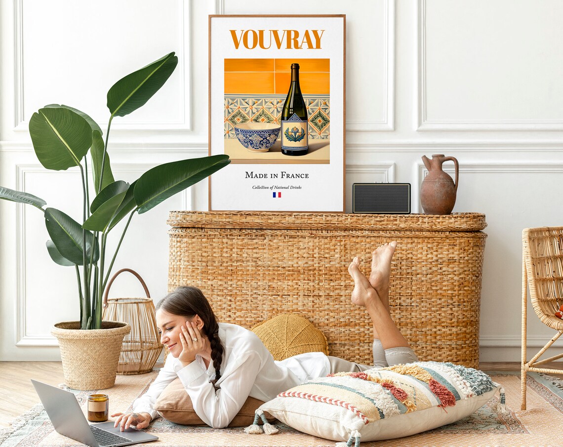 Vouvray Wine on Maiolica Tile, Traditional Poster - Image 2