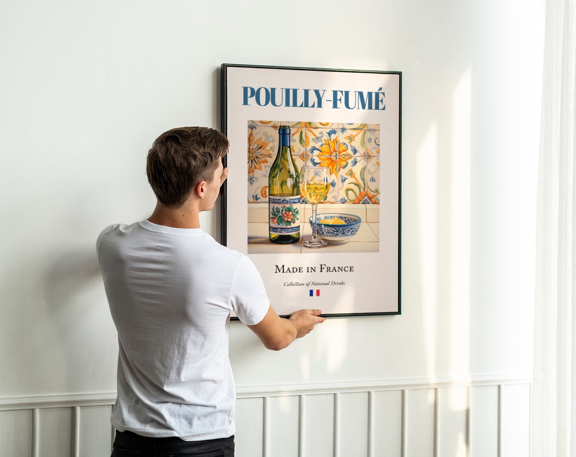 Pouilly-Fumé Maiolica Tile Kitchen Bar Art Print - Image 3