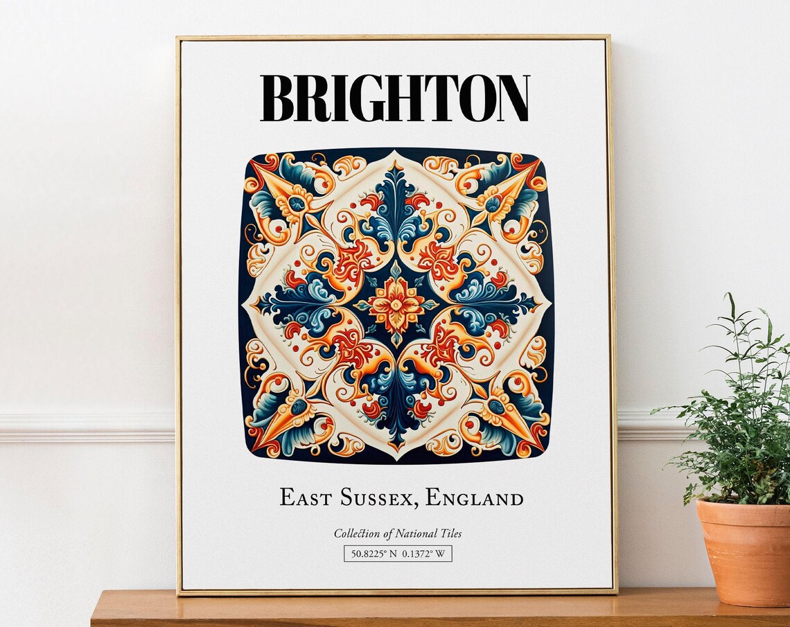 Coastal Tile Pattern English Seaside Art Print
