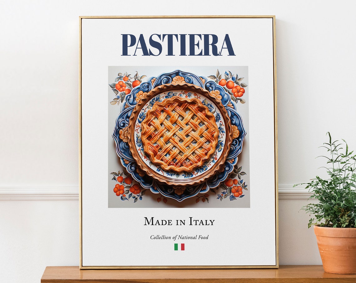 Pastiera on Maiolica Tile Plate, Italian Food Art Print