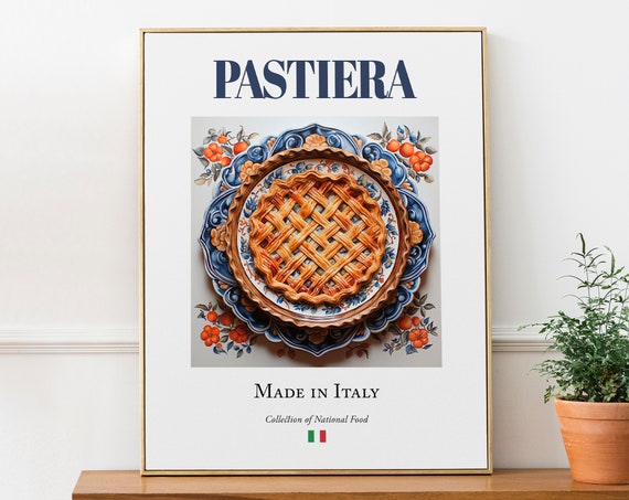 Pastiera on Maiolica Tile Plate, Italian Food Art Print