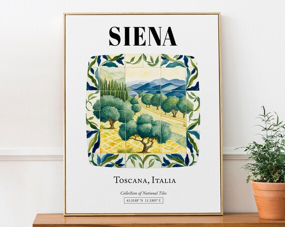 Siena Toscana Italy Traditional Tuscan Landscape Travel Poster