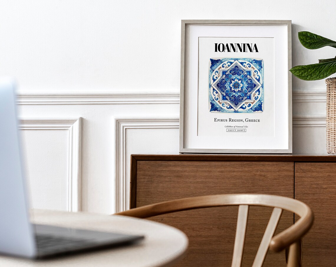 Ioannina Timeless Tile Art Poster, Greek Elegance - Image 4