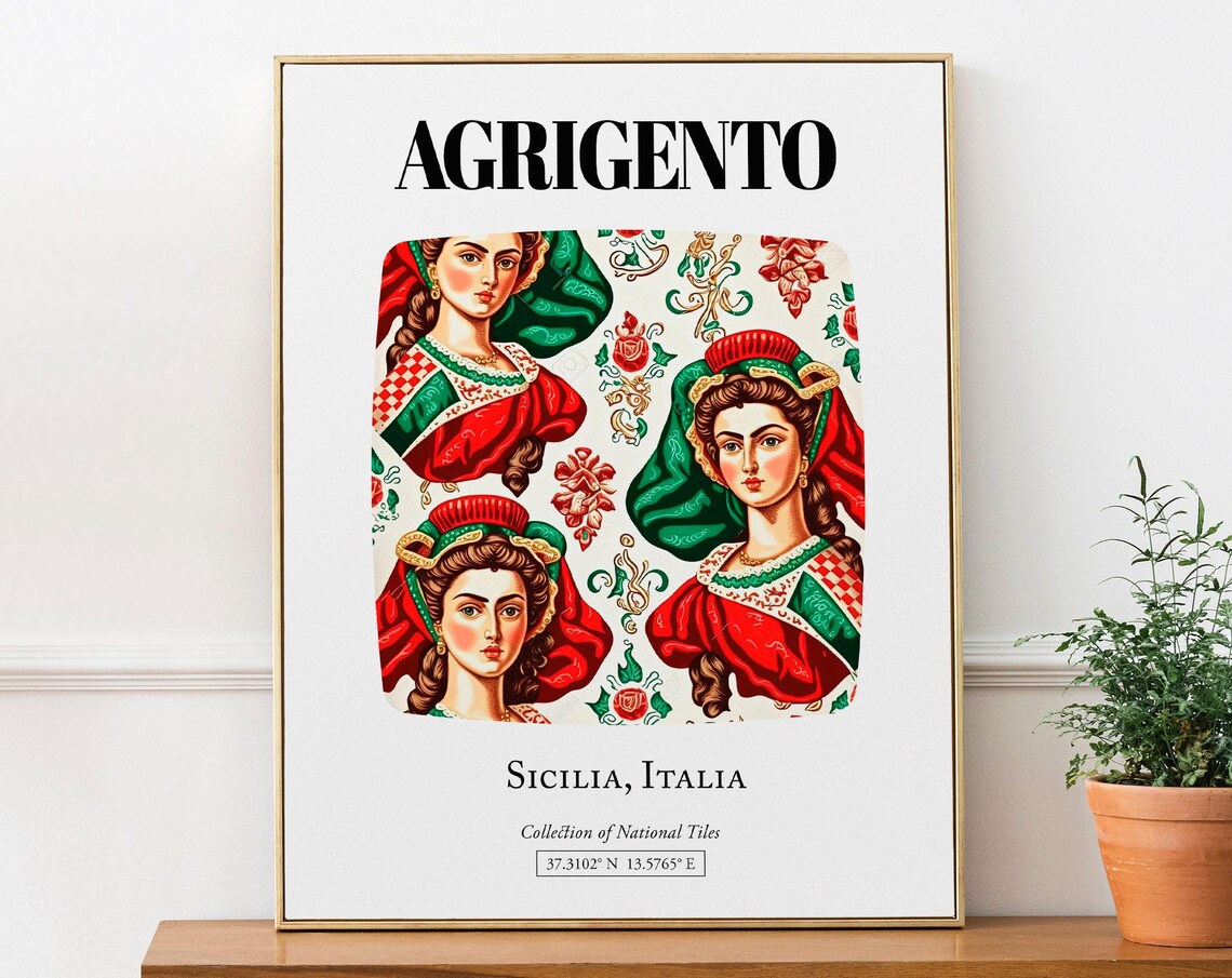 Agrigento Sicilia Sicilian Folk Costumes Travel Poster