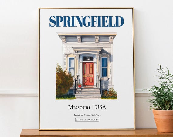 Springfield Missouri USA Minimalist Watercolor Travel Poster