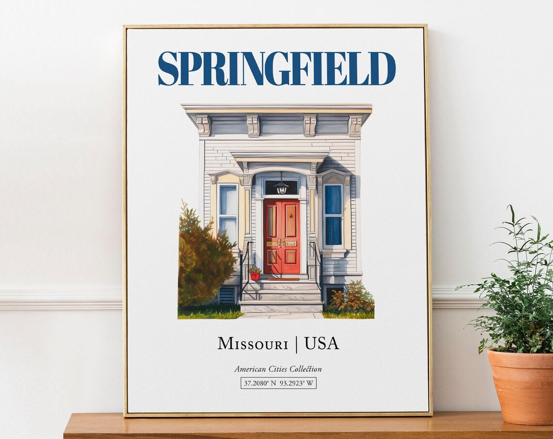 Springfield Missouri USA Minimalist Watercolor Travel Poster