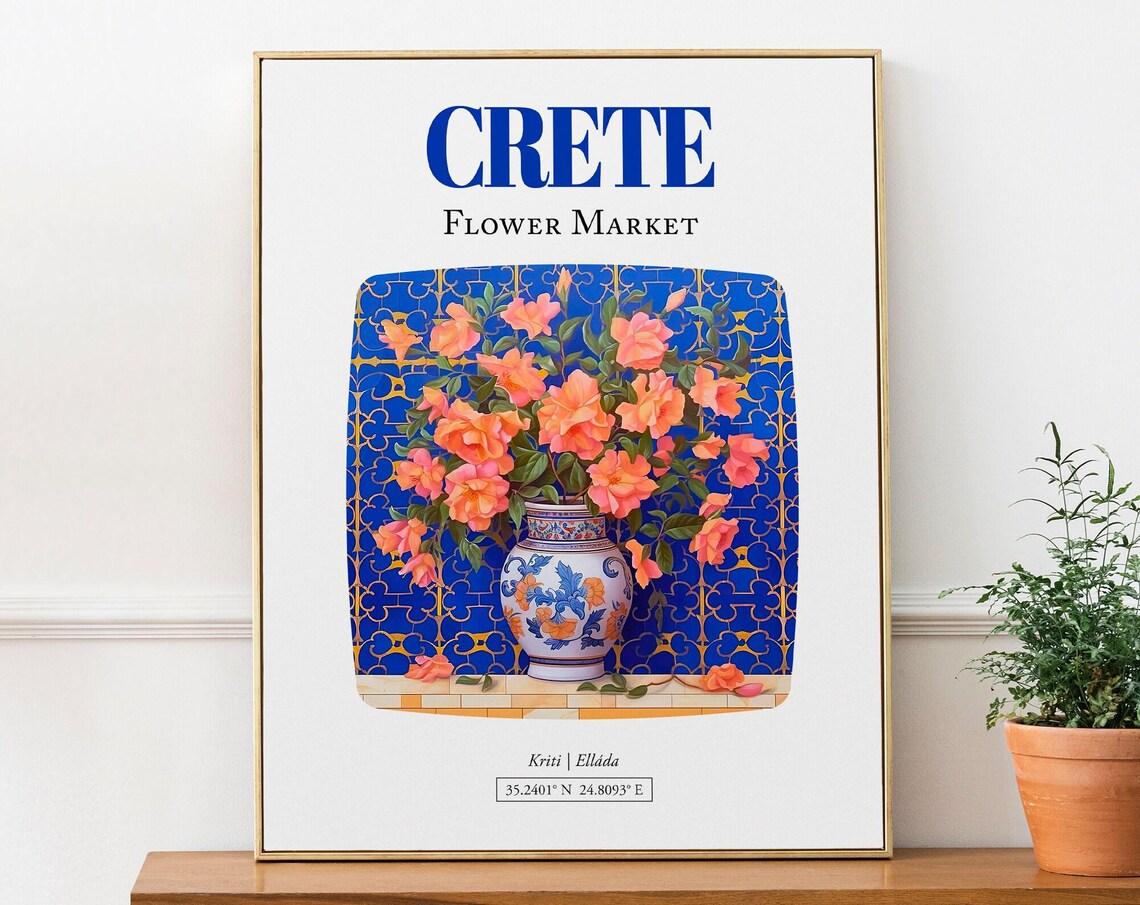 Crete Kriti Ellda Flower Market Bougainvillea Poster