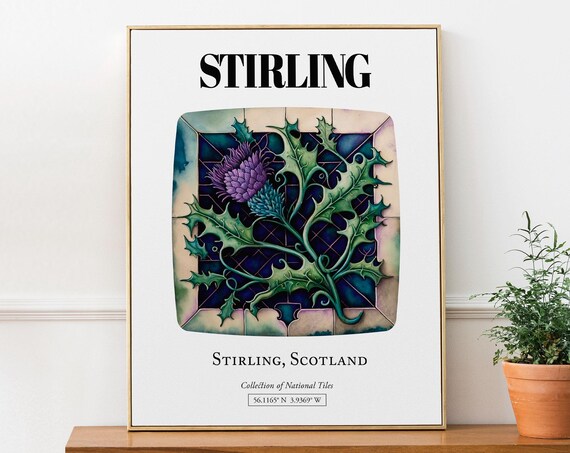 Stirling Scotland Traditional Tile Pattern Travel Poster
