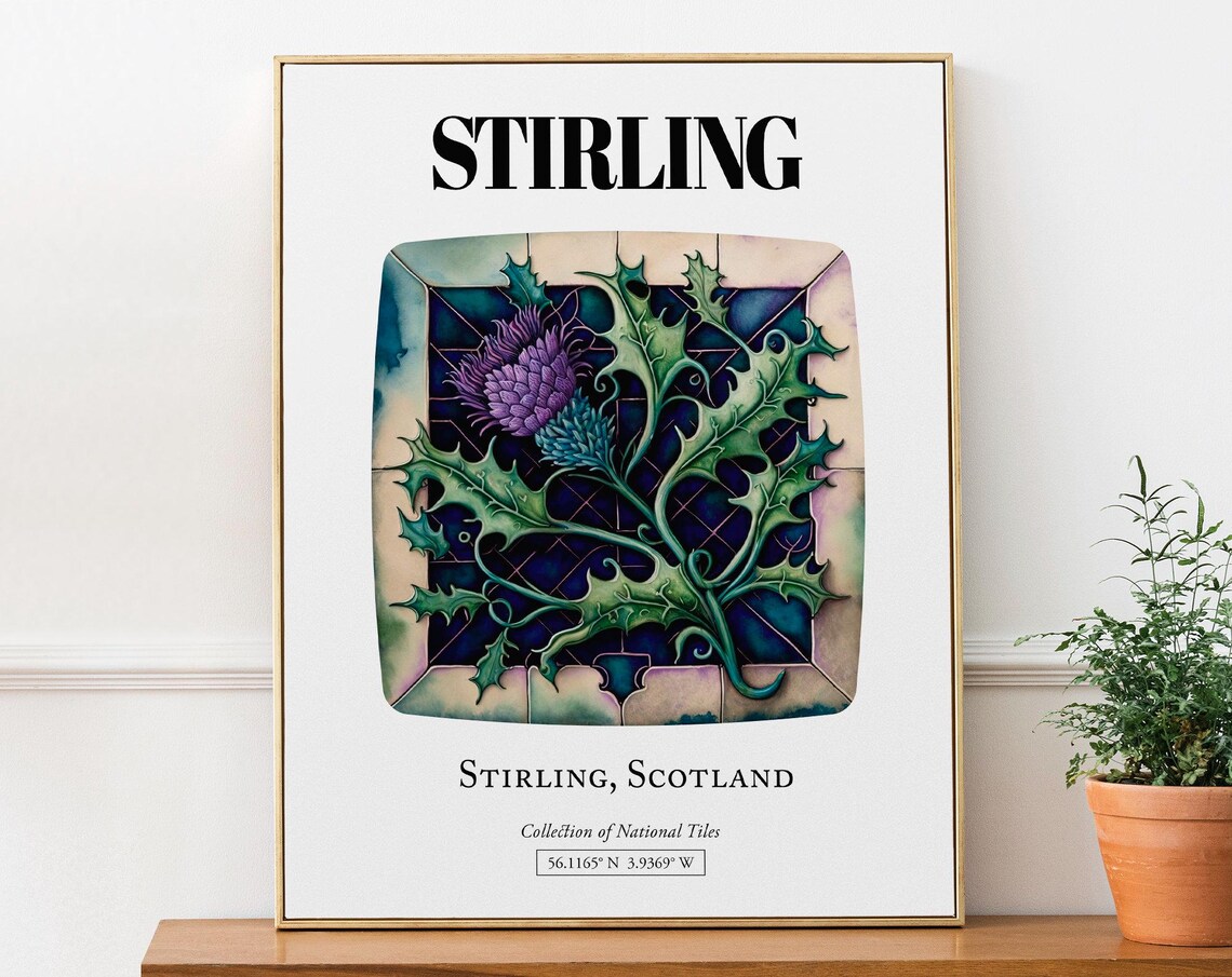 Stirling Scotland Traditional Tile Pattern Travel Poster
