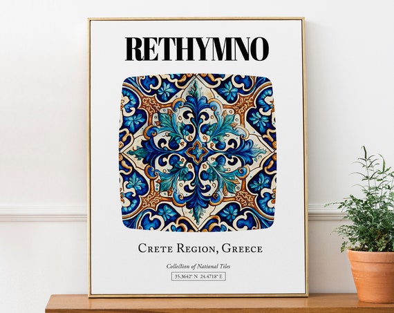 Rethymno Tile Pattern Poster, Charm Of Crete