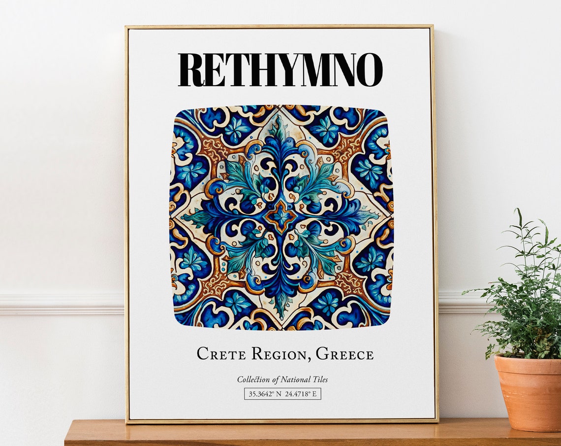 Rethymno Tile Pattern Poster, Charm Of Crete