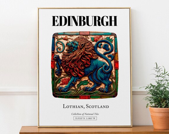 Edinburgh Lothian Scotland Tile Pattern Travel Poster