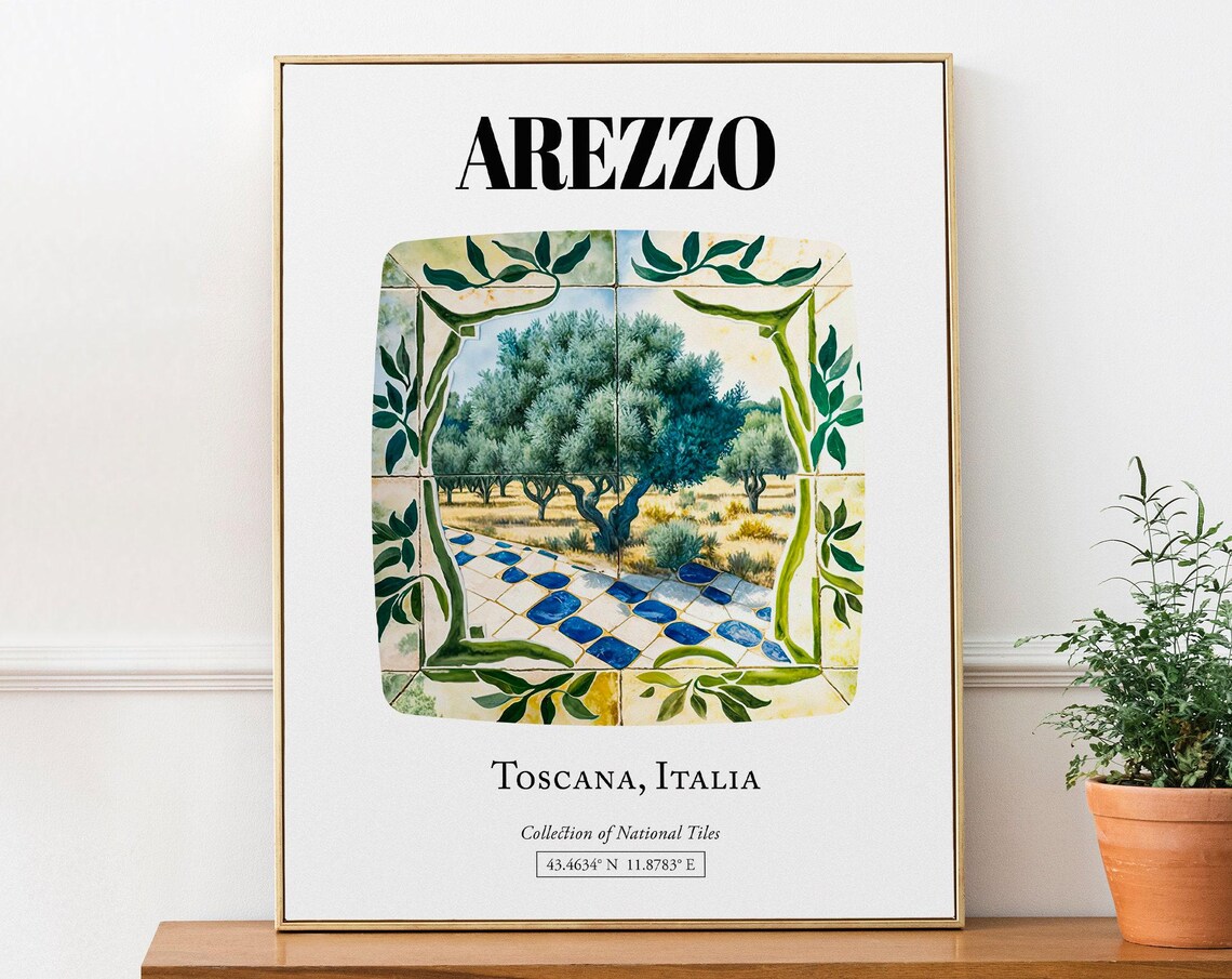 Arezzo Tuscany Tile Pattern Travel Poster