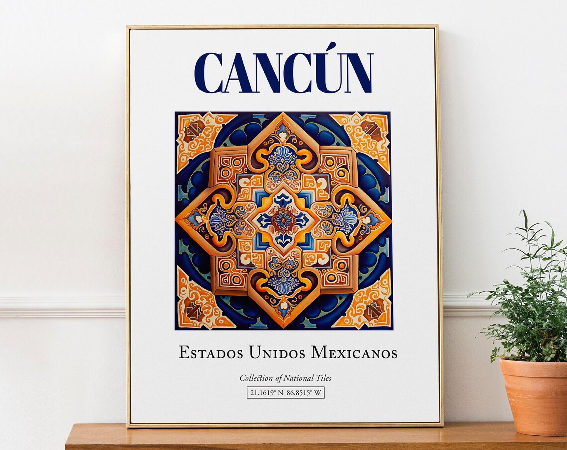 Cancn Mexico Folk Traditional Tile Kitchen Art Print