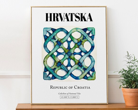 Hrvatska Croatia Traditional Tile Pattern Art Print