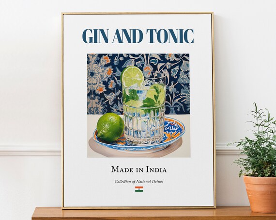 Gin And Tonic On Maiolica Tile, Kitchen Bar Art Print