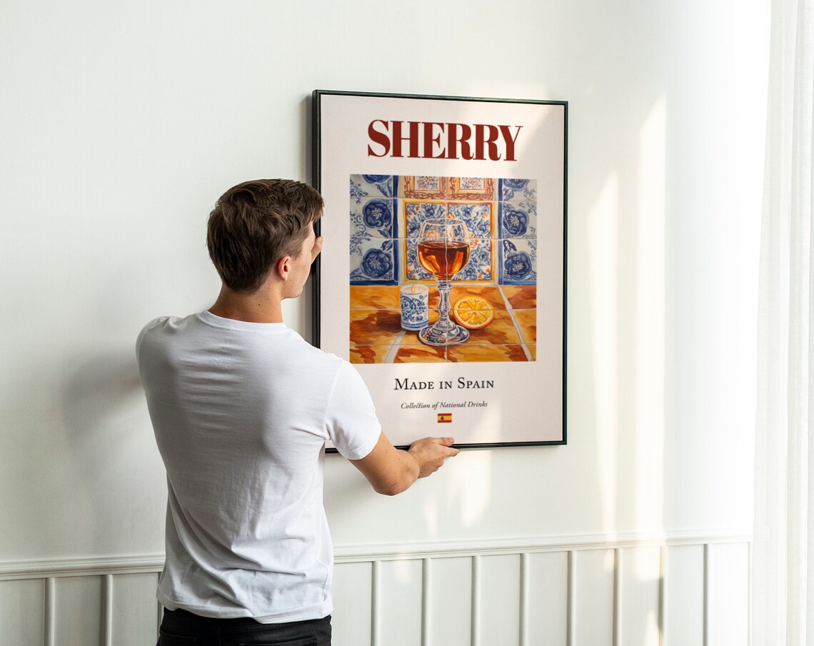 Sherry on Maiolica Tile, Spanish Beverage Poster - Image 3